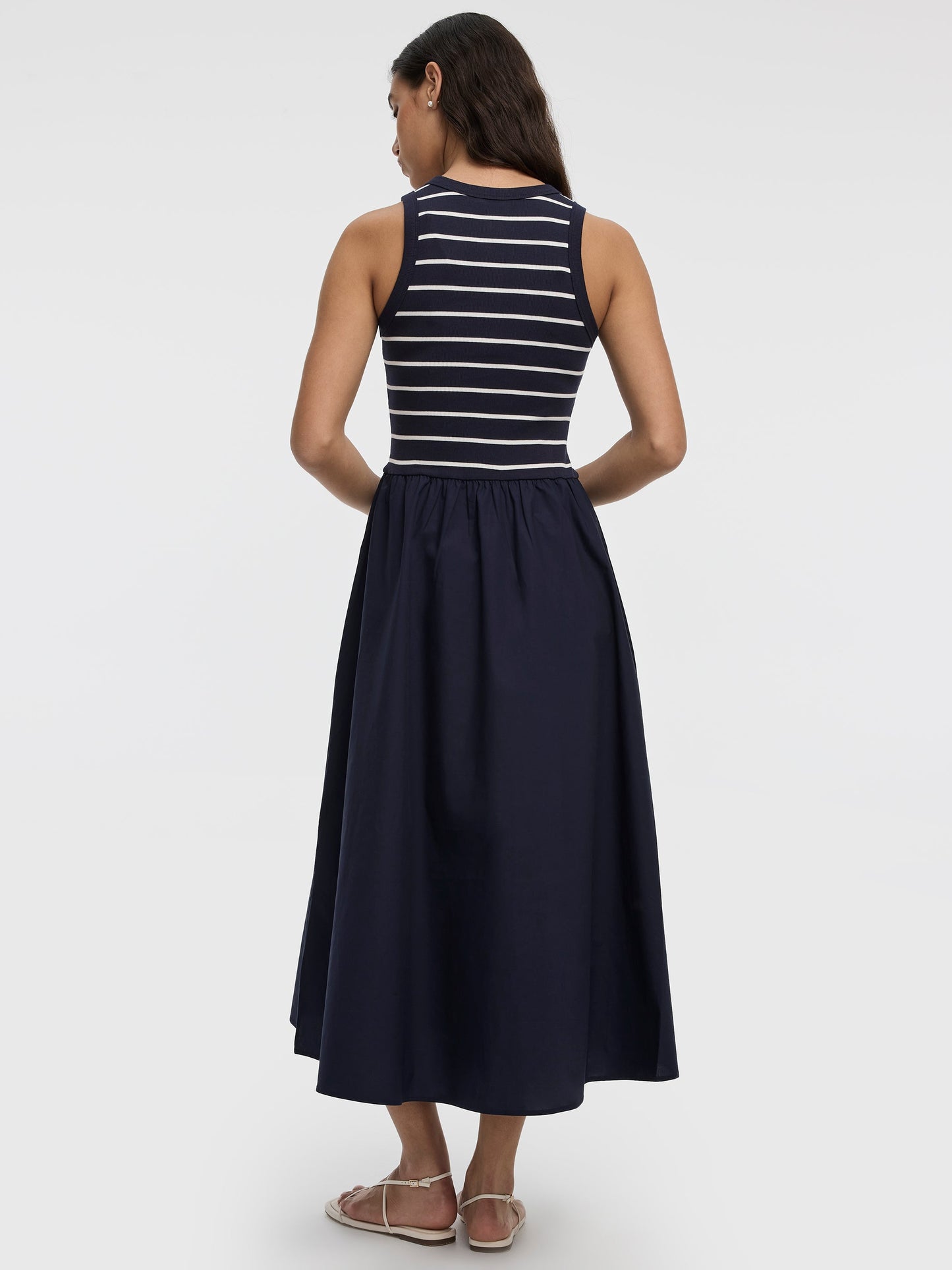 Sleeveless Mix-Media Maxi Dress